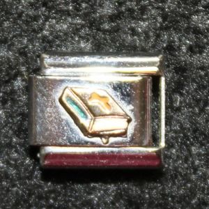 Bible Cross Religious Italian Stretch Charm 18k Gold and Stainless Steel JAD